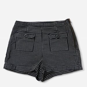 XS Black & White polka dot high waisted shorts with front pockets